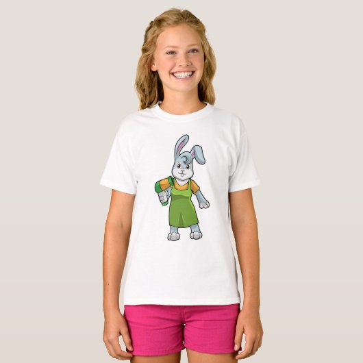 T-shirt Rabbit comme coiffeur avec sèche-cheveux (Devant entier)