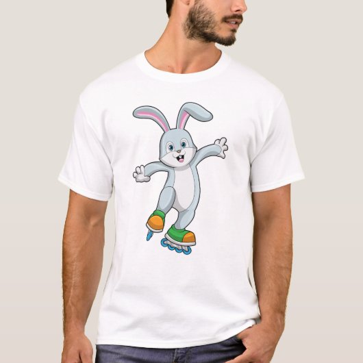 T-shirt Rabbit comme patineur avec patins en ligne (Devant)