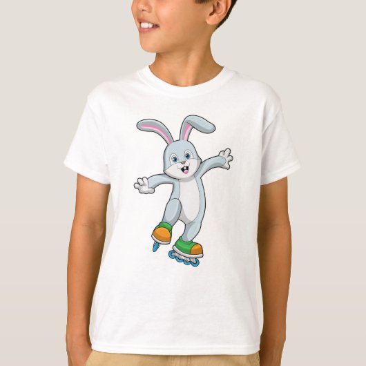 T-shirt Rabbit comme patineur avec patins en ligne (Devant)