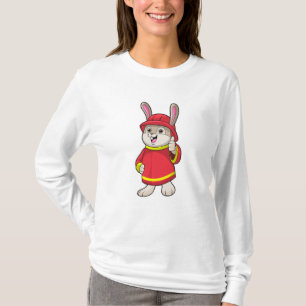 T-shirt Rabbit comme pompier avec casque