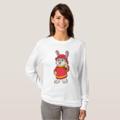 T-shirt Rabbit comme pompier avec casque (Devant entier)