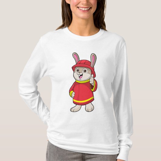 T-shirt Rabbit comme pompier avec casque (Devant)