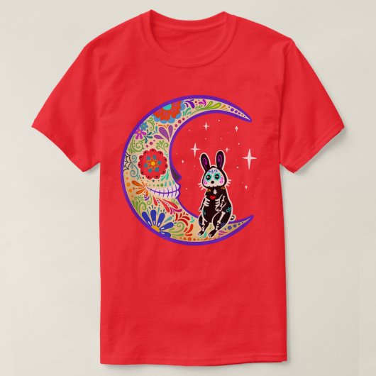 T-shirt Rabbit Dia de Los Muertos Skeleton Sugar Skull T-S (Design devant)