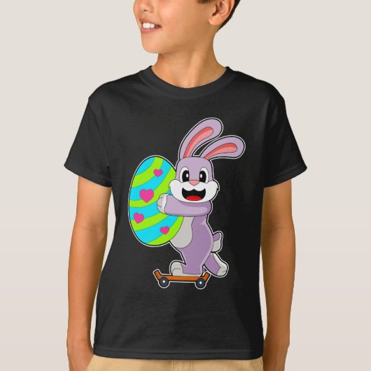 T-shirt Rabbit Easter Easter Skateboard (Devant)