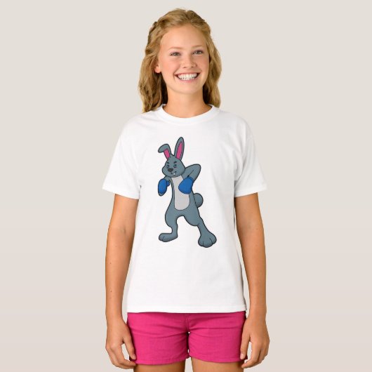 T-shirt Rabbit en boîte avec gants de boxe (Devant entier)