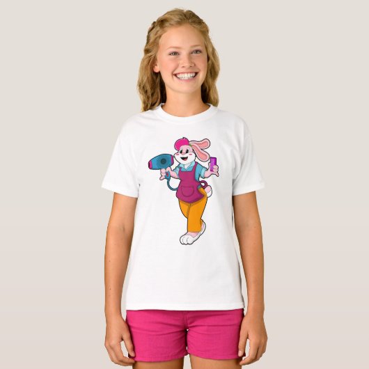 T-shirt Rabbit en coiffeur avec sèche-cheveux & peigne (Devant entier)