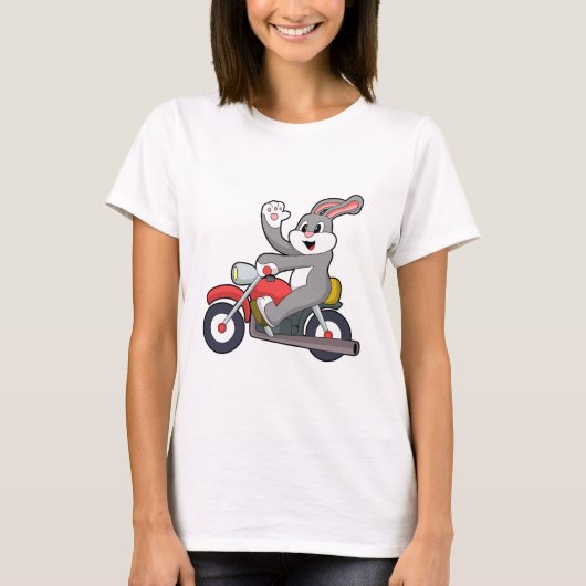 T-shirt Rabbit en tant que Biker avec Motorcycle.PNG (Devant)