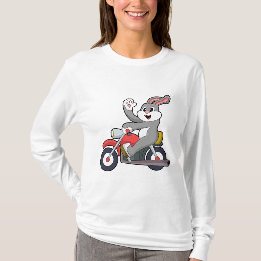 T-shirt Rabbit en tant que Biker avec Motorcycle.PNG (Devant)