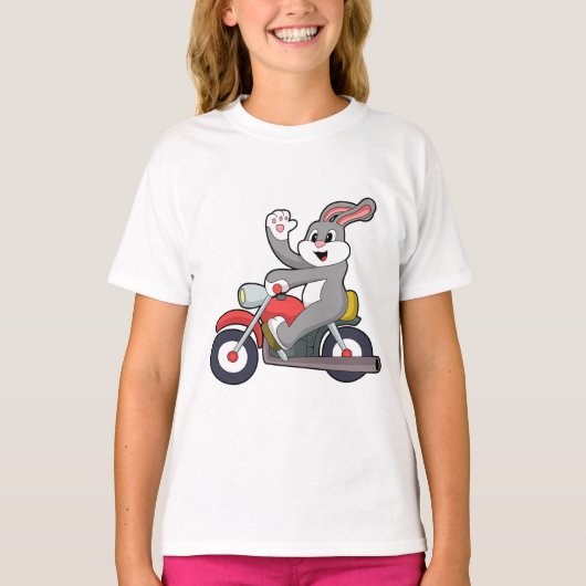 T-shirt Rabbit en tant que Biker avec Motorcycle.PNG (Devant)