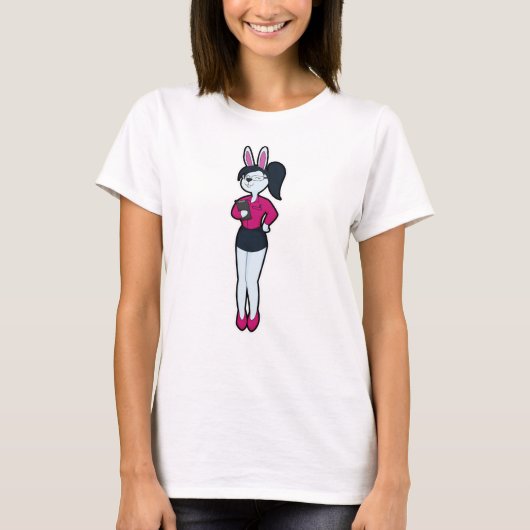 T-shirt Rabbit en tant que secrétaire avec Bloc-notes et l (Devant)