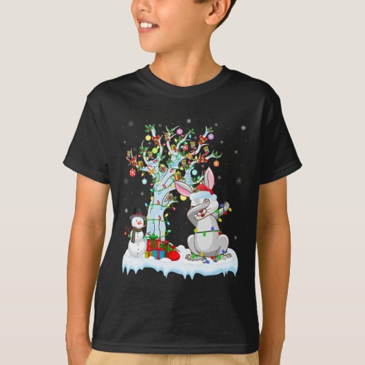 T-shirt Rabbit Lights Xmas Tree Dabbing Rabbit Chris (Devant)