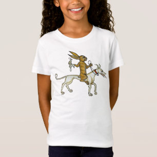 T-Shirt Rabbit médiéval chevauchant le chien et tenant l'e