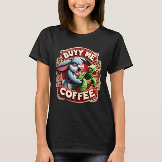 T-shirt Rabbit & Tortue : Acheter Moi Café (Devant)
