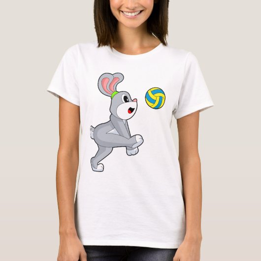 T-shirt Rabbit Volleyball player Volleyball Sports (Devant)