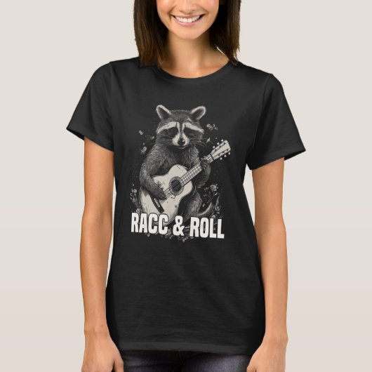 T-shirt Racc & Roll Tee, Raccoon Graphic Tees for Men Wome (Devant)