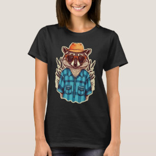 T-shirt Raccon Portant Un Casquette Et Des Verres Joli Rac