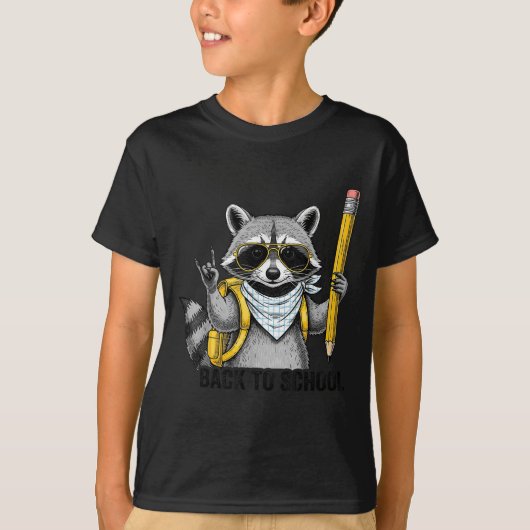 T-shirt Raccoon Back To School Funny For Teacher Boy Girl (Devant)