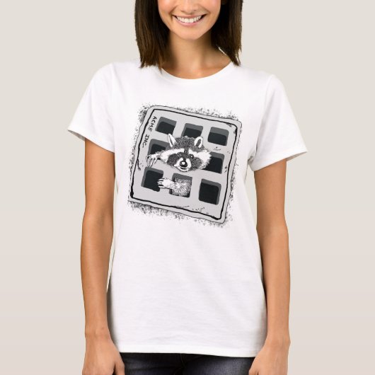 T-shirt Raccoon coincé dans Grate Illustration (Devant)
