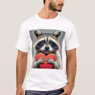 T-shirt Raccoon convivial avec coeur