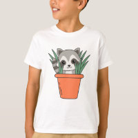 Raccoon dans Pot Fleur Funny Raccoon Plantes