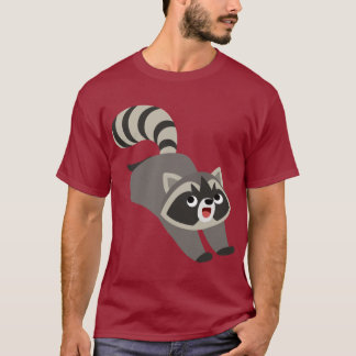 T-shirt Raccoon de caricature à carreaux mignon