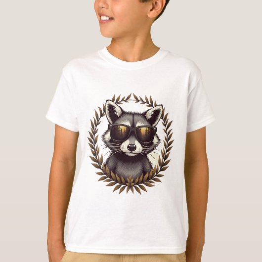 T-shirt Raccoon de forêt cool en lunettes de soleil (Devant)