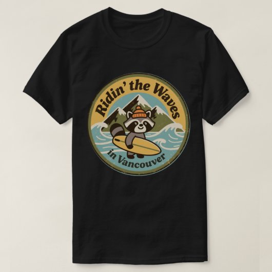 T-shirt Raccoon de surf Retro Vancouver (Design devant)
