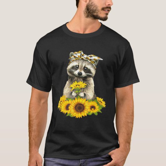 T-shirt Raccoon de tournesol (Devant)