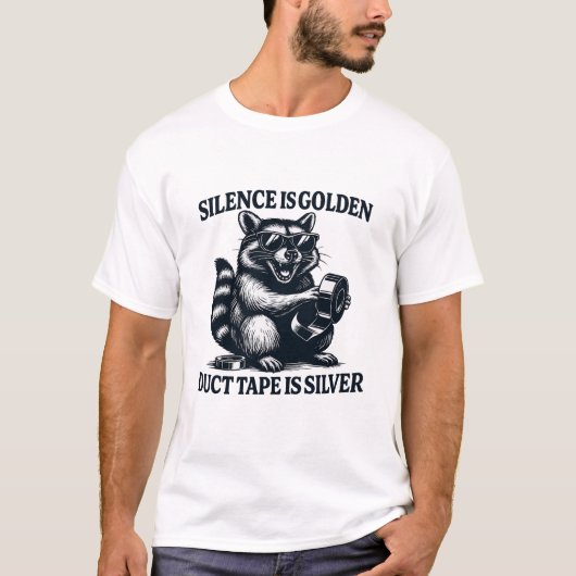 T-shirt Raccoon Duct Tape Silver Quote (Devant)