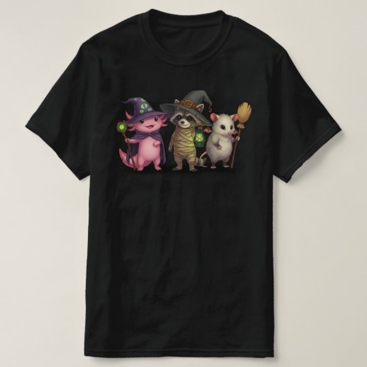T-shirt Raccoon éffrayant Axolotl | Halloween piqûres effr (Design devant)