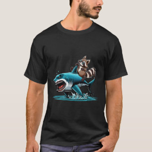 T-shirt Raccoon équitation Shark Costume Amoureux des anim