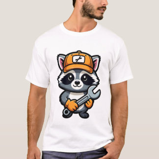 T-shirt Raccoon Mechanic with Orange Cap