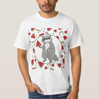 T-shirt Raccoon mignon avec morceaux de pastèque