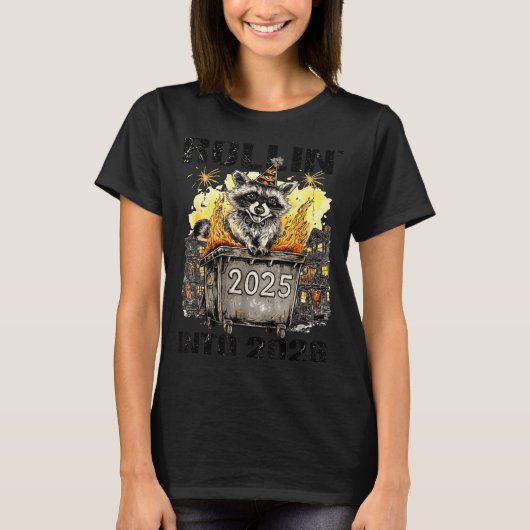 T-shirt Raccoon Rolling Into 2026 Happy New Year 2026 Funn (Devant)