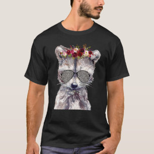 T-shirt Raccoon Sunglass Japonaise Cerise Cute Blossom Sak