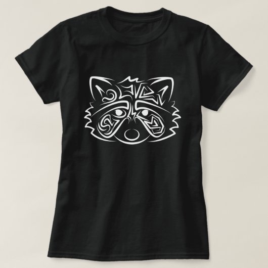 T-shirt Raccoon tribal noir et blanc (Design devant)