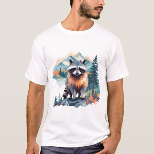T-shirt Raccoon Vector Art Animal Dans La Nature Majestueu