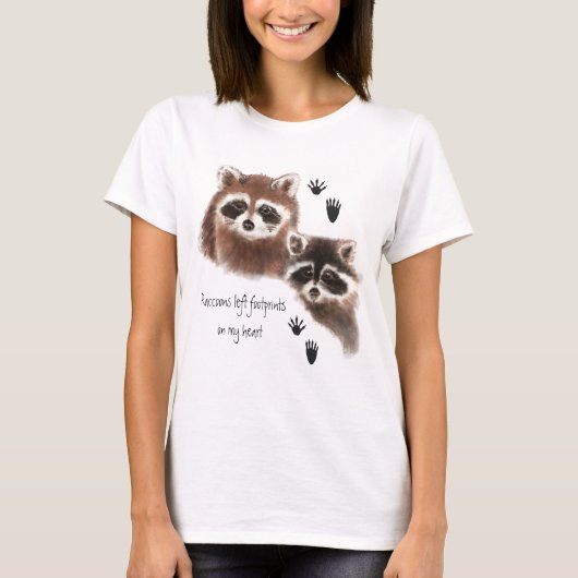 T-shirt Raccoons a laissé des empreintes sur mon coeur, Hu (Devant)