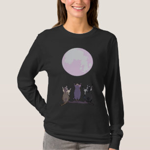T-shirt Raccoons Howl At The Moon Trois Loups Parodie - Cu