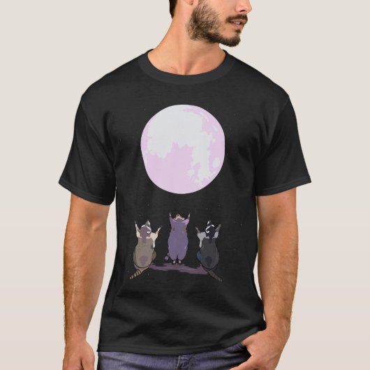 T-shirt Raccoons Howl At The Moon Trois Loups Parodie - Cu (Devant)