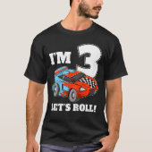T-shirt Race 3rd Birthday Boy Toddler 3 Three Racing Drive (Devant)