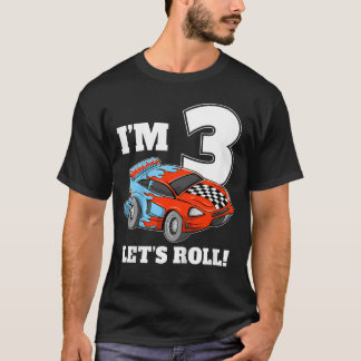 T-shirt Race 3rd Birthday Boy Toddler 3 Three Racing Drive