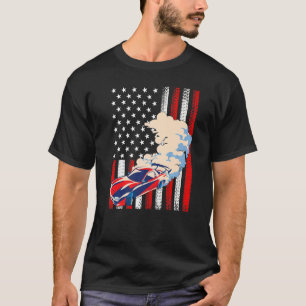 T-shirt Race Car Us Drapeau Américain 4 juillet Ra Patriot