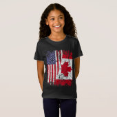 T-Shirt RACINE CANADIENNE Drapeau semi-américain CANADA (Devant entier)