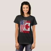 T-shirt RACINE CANADIENNE Drapeau semi-américain CANADA (Devant entier)