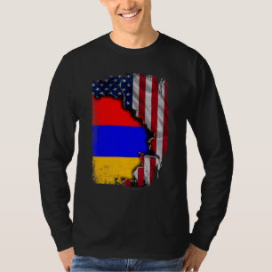 T-shirt Racines Arméniennes Demi Drapeau Américain Patriot