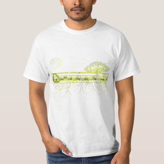 T-shirt Racines Blanches Pures Sur Vert (Devant)