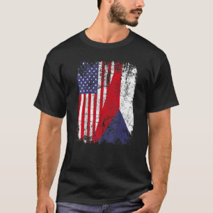 T-shirt RACINES DE LA RÉPUBLIQUE TCHÈQUE Demi-drapeau amér
