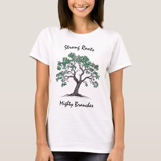T-shirt Racines fortes, Branches puissantes - Oak Tree Lin (Devant)