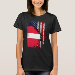 T-shirt Racines lettones  Drapeau américain à moitié patri